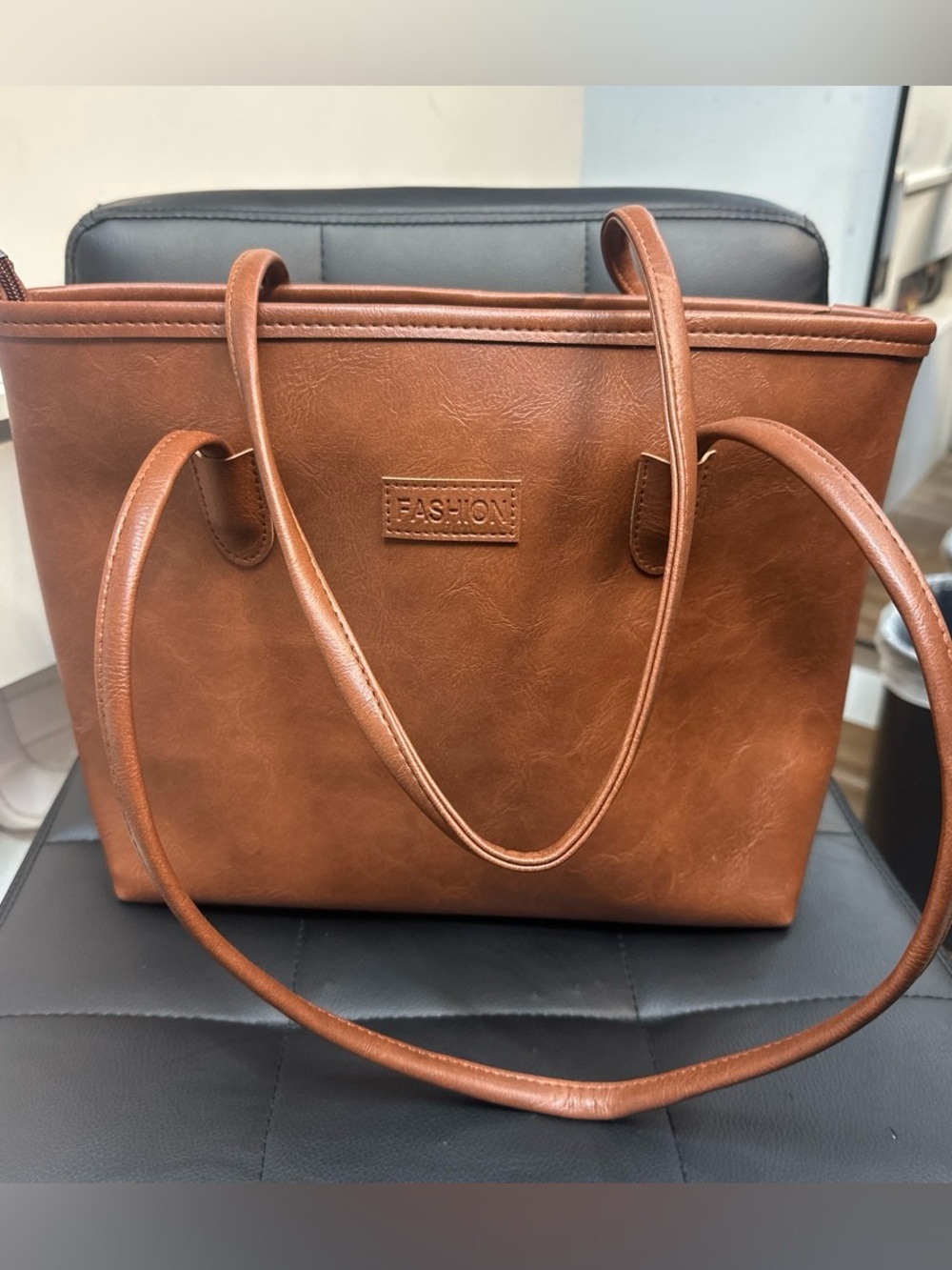 Brown Tote Bag for Women - Classic Faux Leather